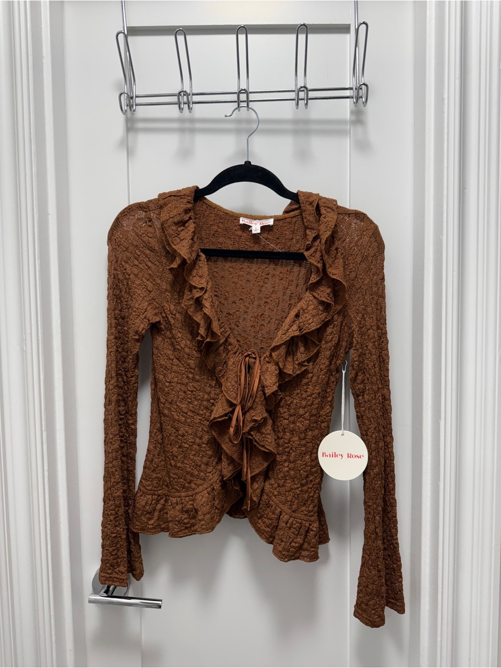 BAILEY ROSE - BROWN LONG SLEEVE BLOUSE - SIZE S - NWT